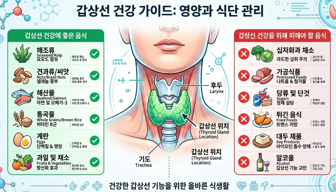 갑상선에 좋은 음식 vs 나쁜 음식 : 꼭 알아야 할 식단 관리법