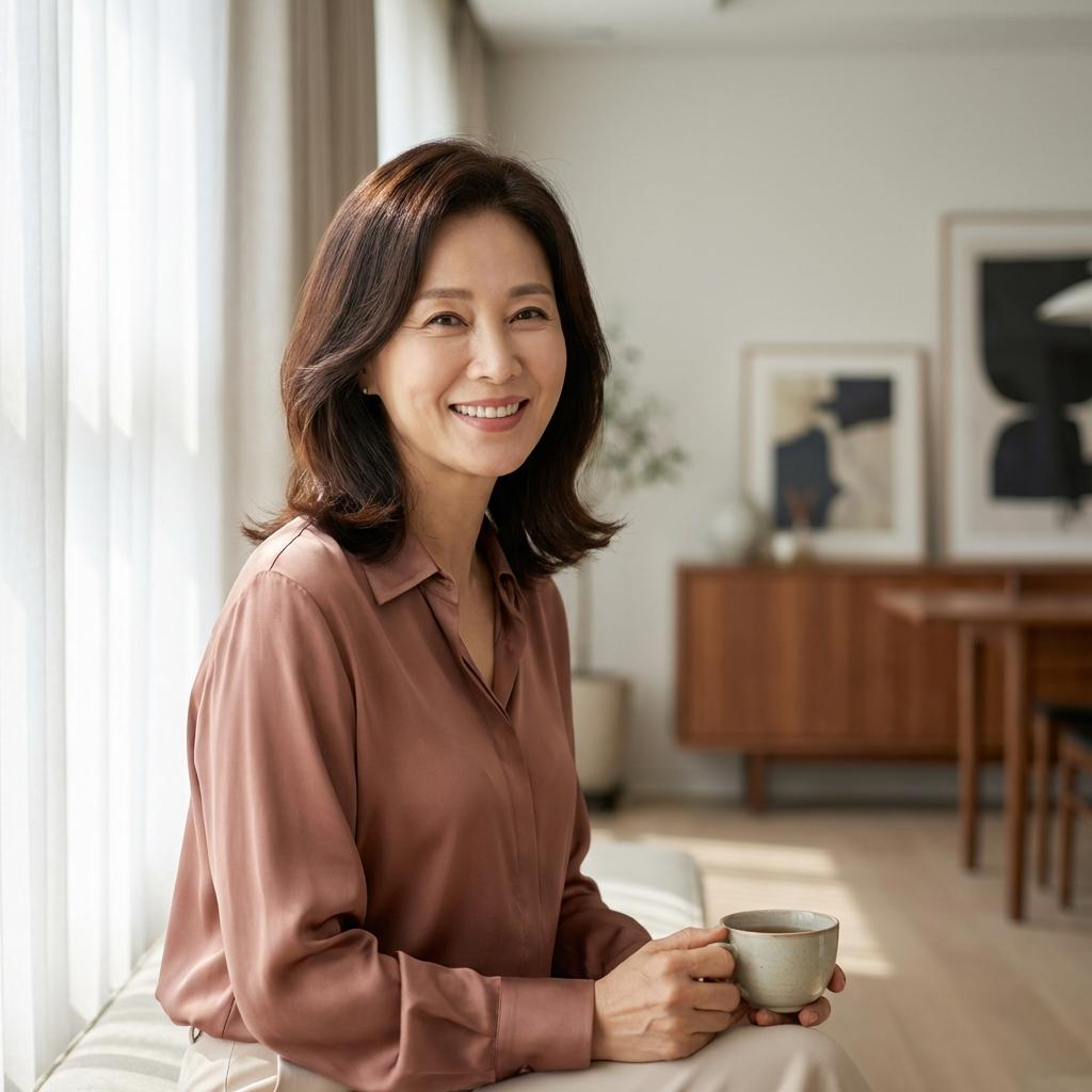 50대 화사해 보이는 브라운 컬러 선택법