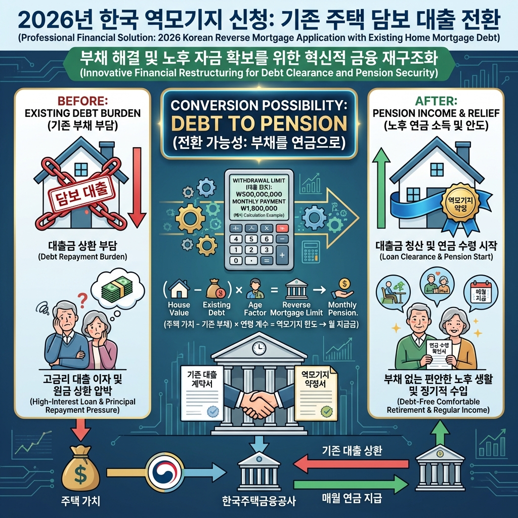 기존 주택담보대출 있어도 주택연금 신청 가능! 대출 상환용 인출 한도와 월지급금 계산법 2026