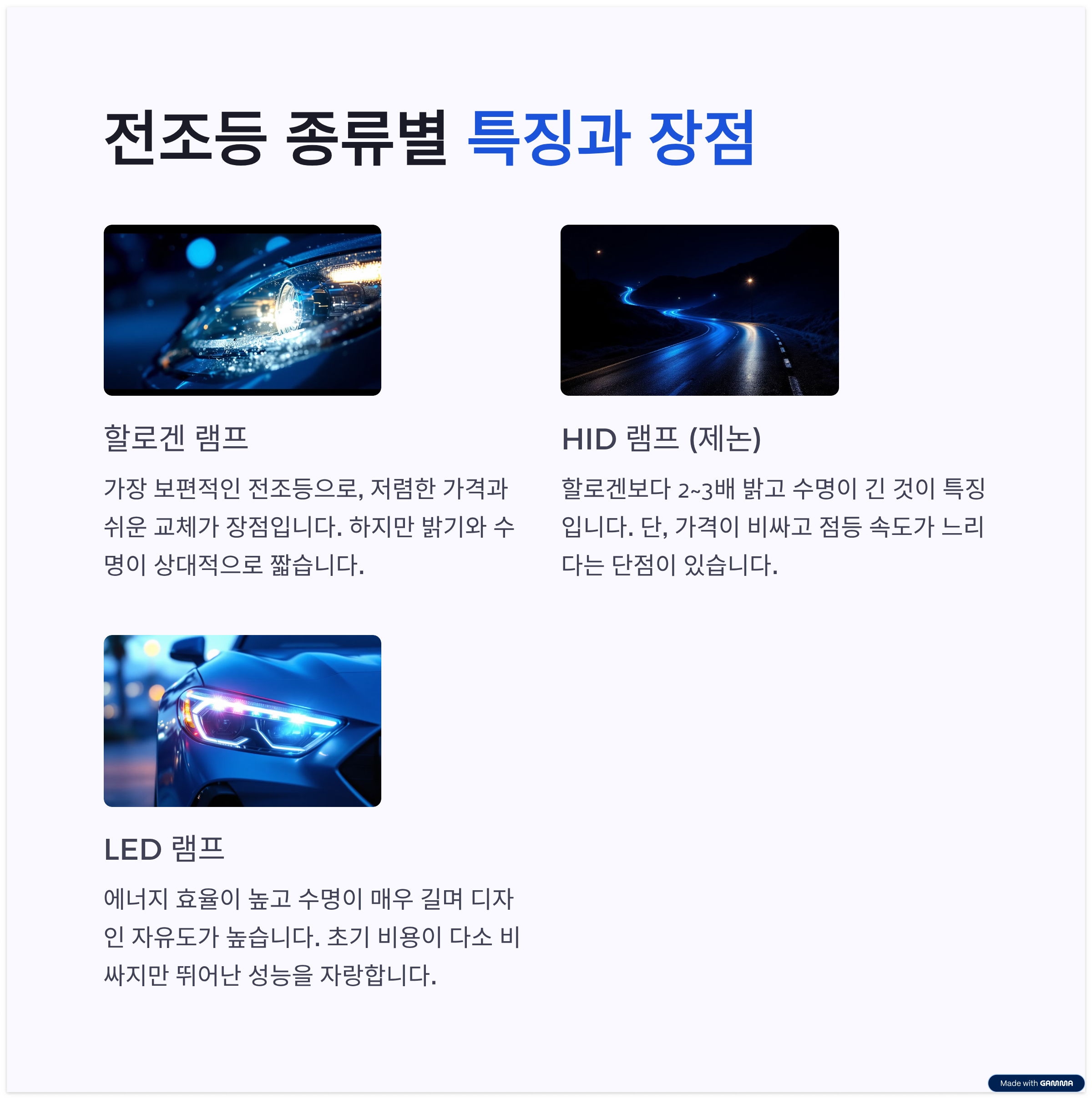 전조등 라이트의 모든 것-특징장점