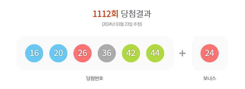 로또당첨번호1112회차