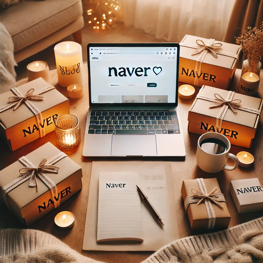 ‘네이버 선물’ 박스들과 블로그 작업 공간