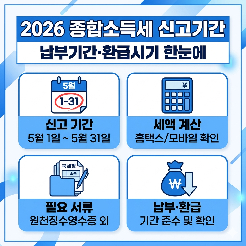 2026 5월 종합소득세 신고기간 및 납부기간, 환급 시기까지 한눈에 정리 (지금 안 보면 놓칩니다)