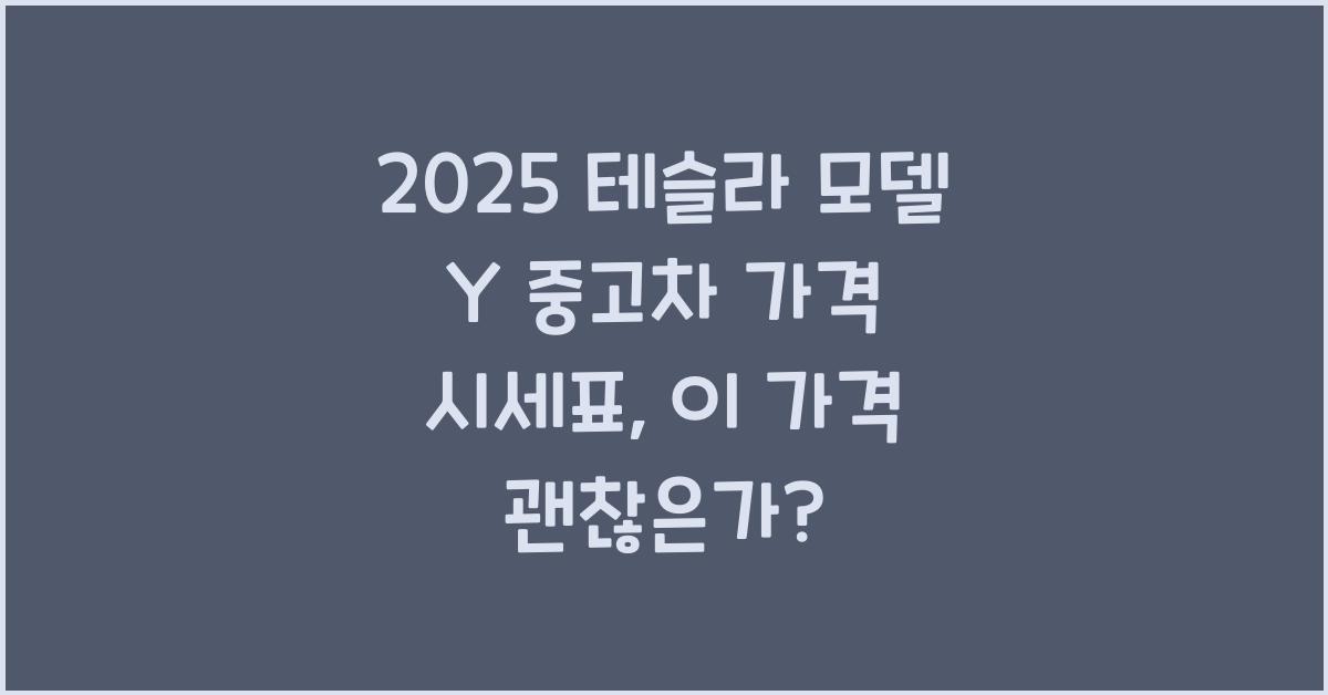 2025 테슬라 모델 Y 중고차 가격 시세표