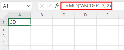 엑셀 MID함수 예제