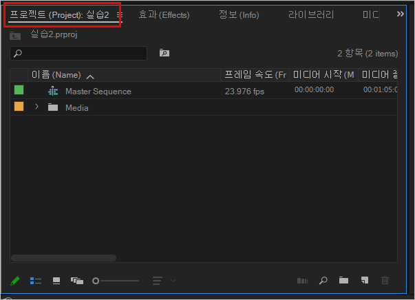 프로젝트 패널