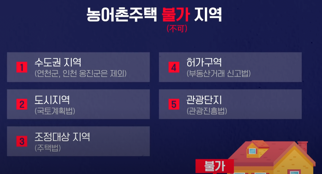 농어촌 주택 불가 지역