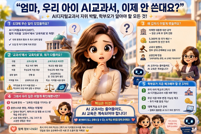 "엄마, 우리 아이 AI교과서, 이제 안 쓴대요?" AI디지털교과서 지위 박탈, 학부모가 알아야 할 모든 것
