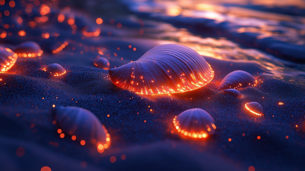 해변 생물발광 조개