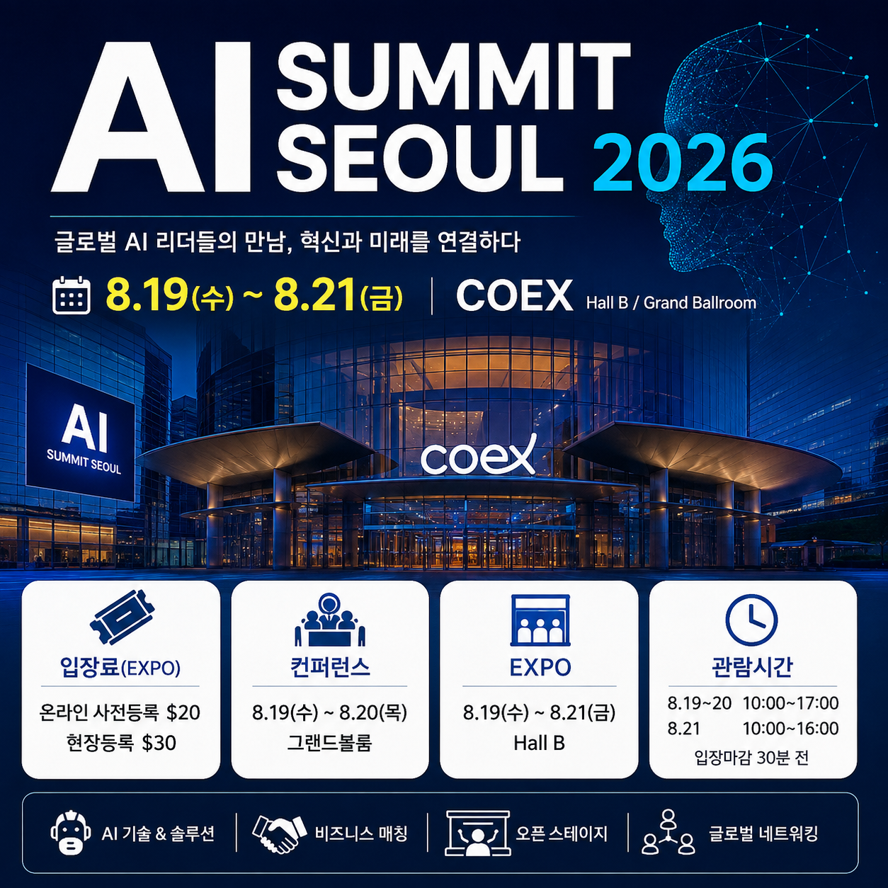 2026 AI Summit Seoul 코엑스 일정 입장료 등록 주차