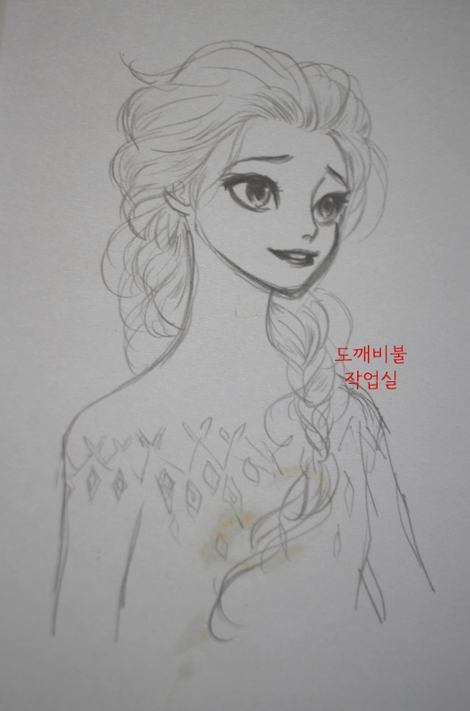 겨울왕국2 엘사 연필 스케치