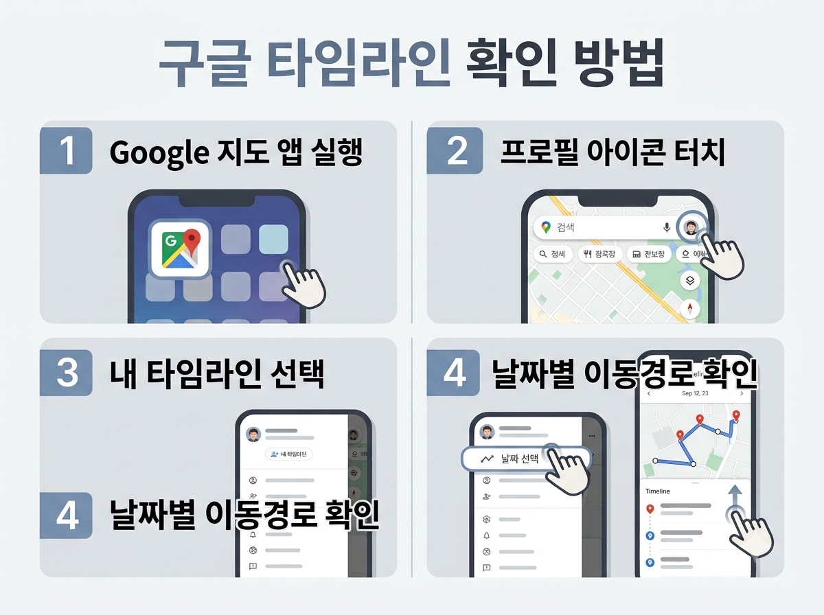 안드로이드 및 아이폰에서 구글 지도 앱을 통해 내 타임라인을 확인하는 4가지 단계별 절차