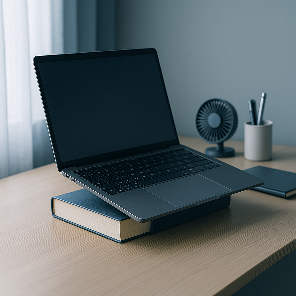 책이나 스탠드로 노트북 띄우기