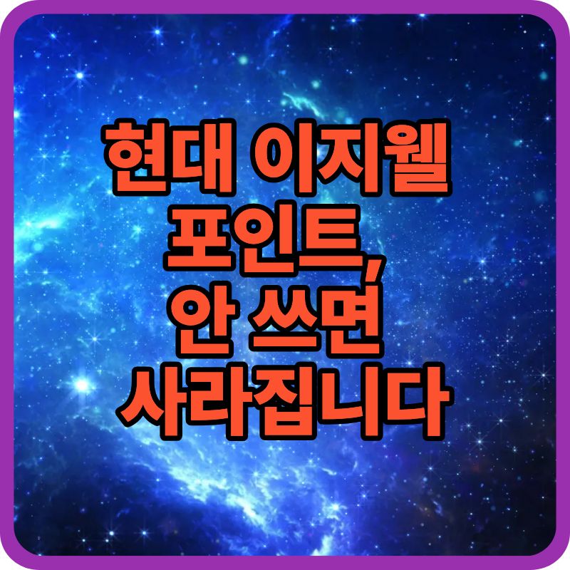 현대 이지웰 포인트 사용법|소멸 전에 꼭 확인하세요