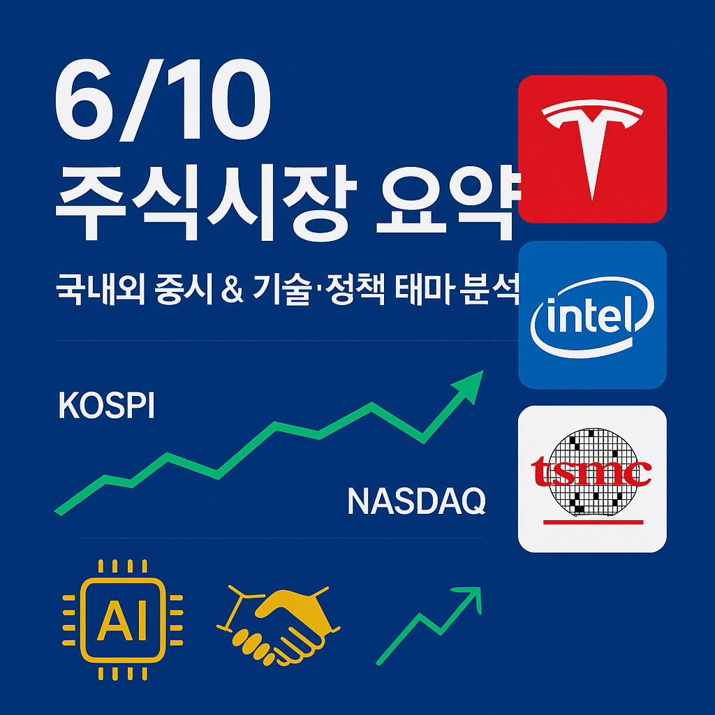 6월 10일 주식시장 요약(국내외 증시 및 기술 정택 테마 분석)