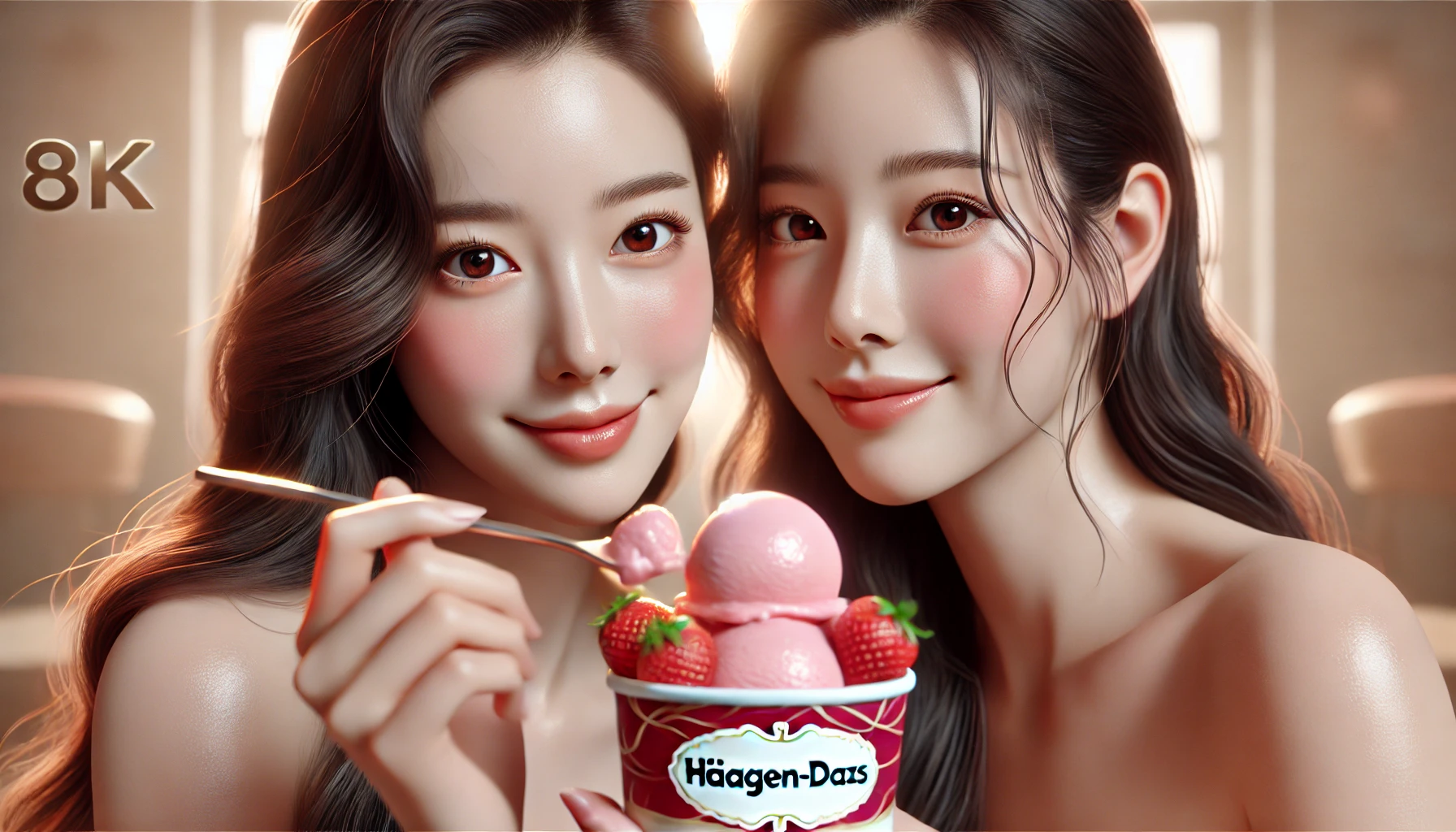 아이스크림 먹는 미녀들