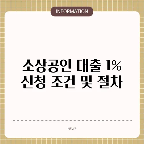 소상공인 대출 1% 신청 조건 및 절차