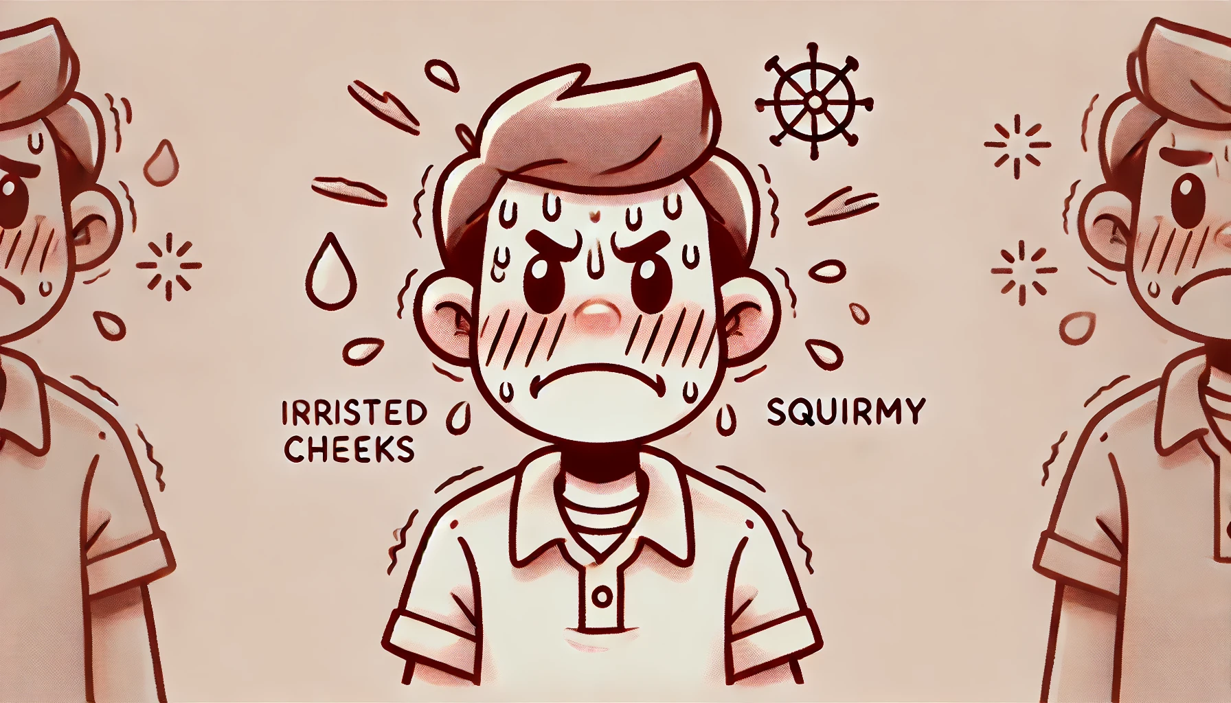 불편한 표정 중심의 일러스트 캐릭터