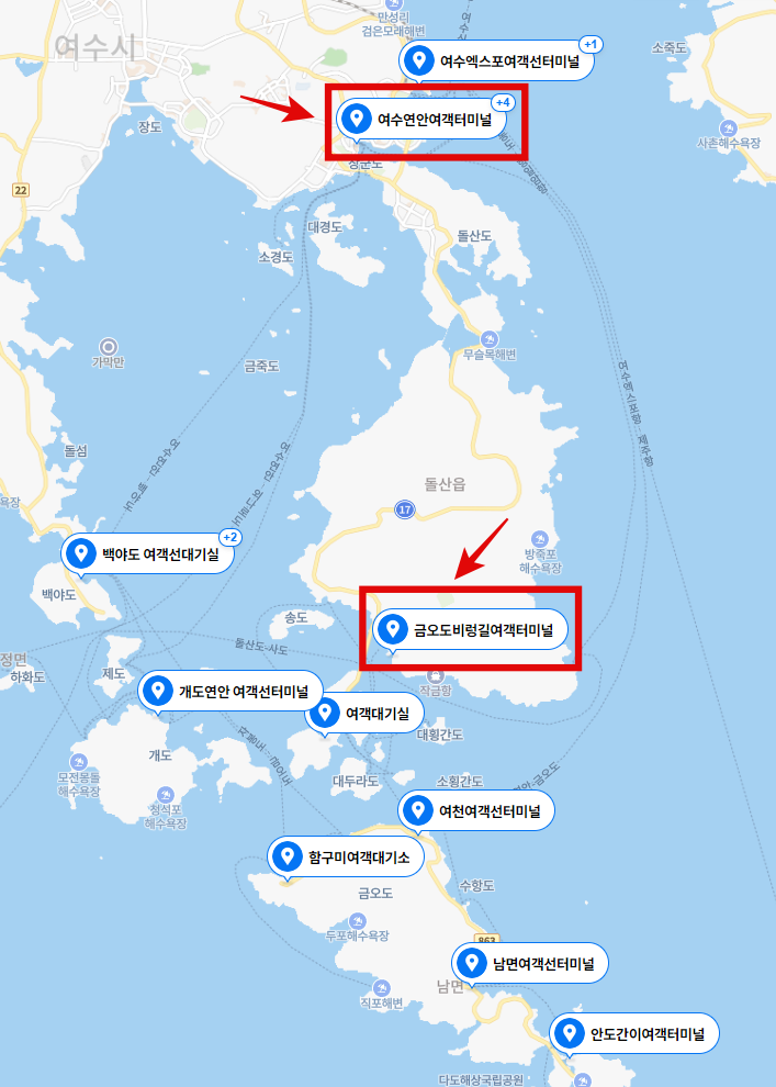 여수여객터미널 지도