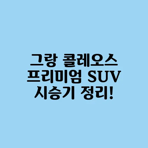 그랑 콜레오스 프리미엄 SUV 시승기 정리!
