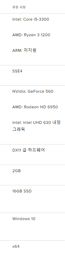 롤 권장 사양 정리 사진