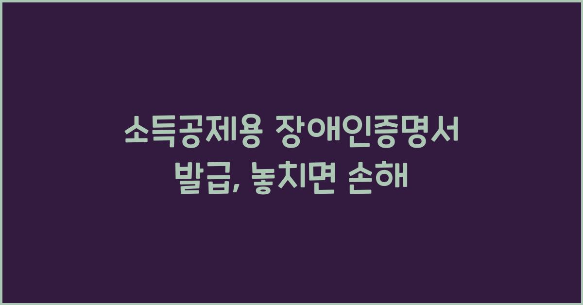 소득공제용 장애인증명서 발급