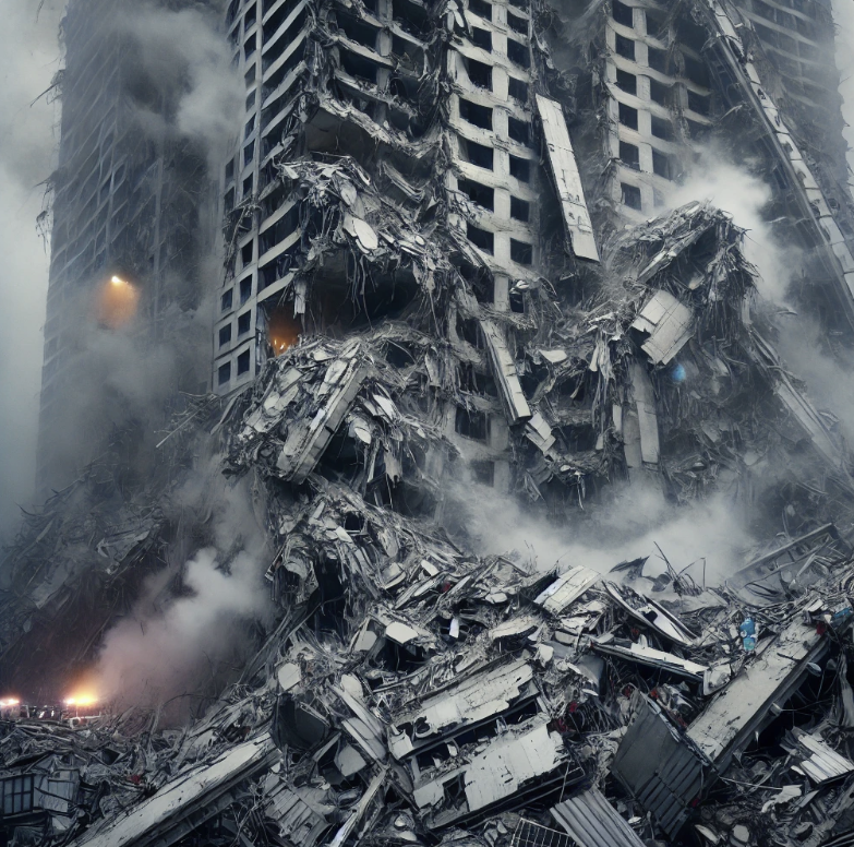 붕괴된 건물 사진