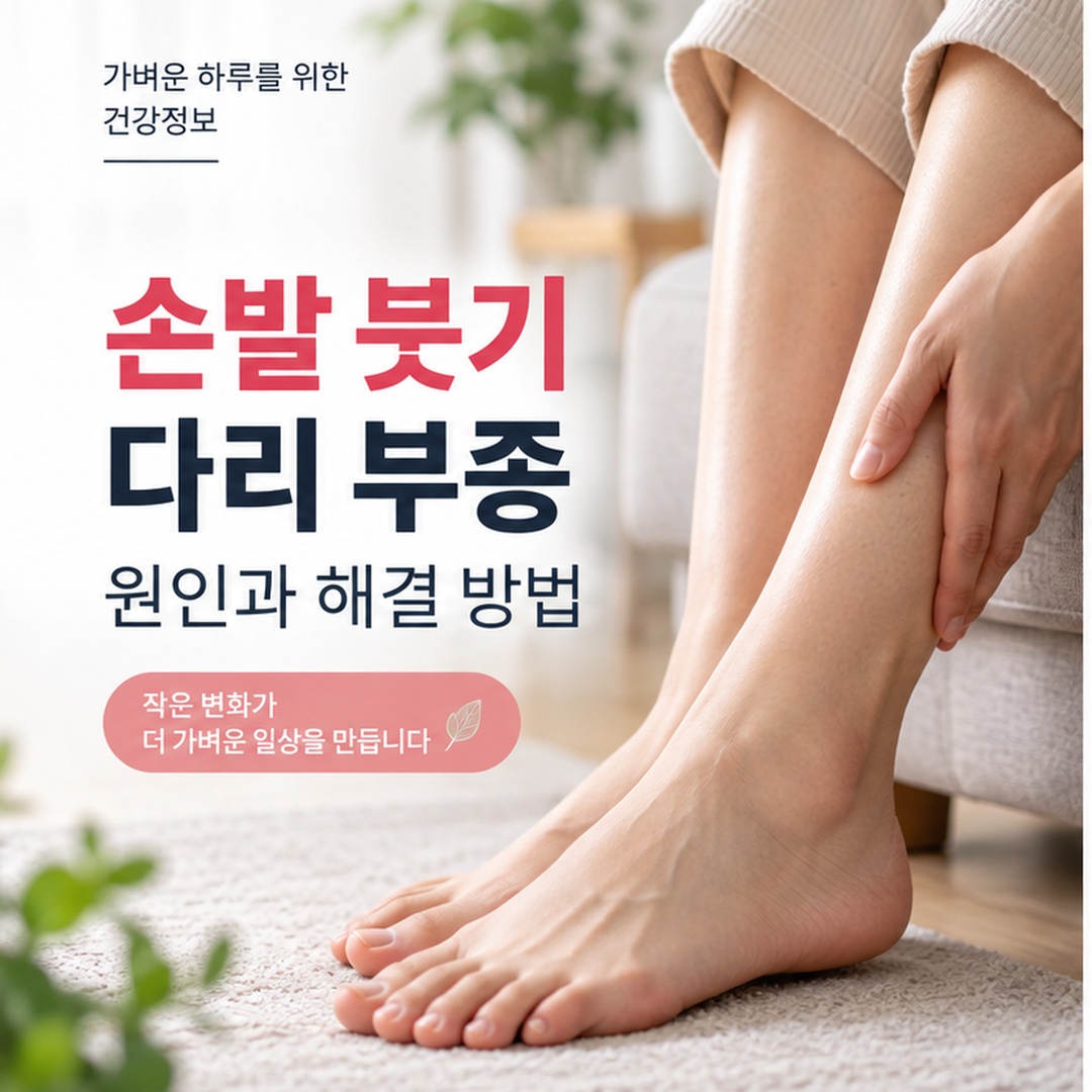 손발 붓기와 다리 부종 원인을 설명하는 건강정보 이미지