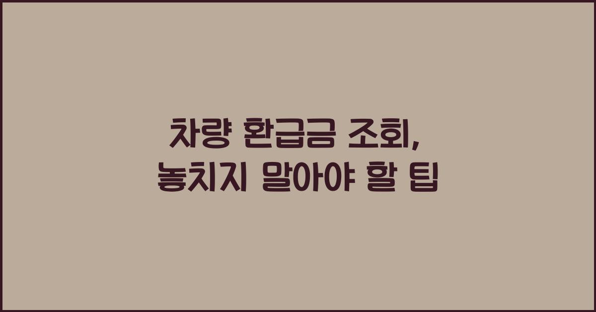 차량 환급금 조회