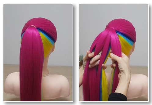 땋기머리 4가닥 입체 땋기 과정1