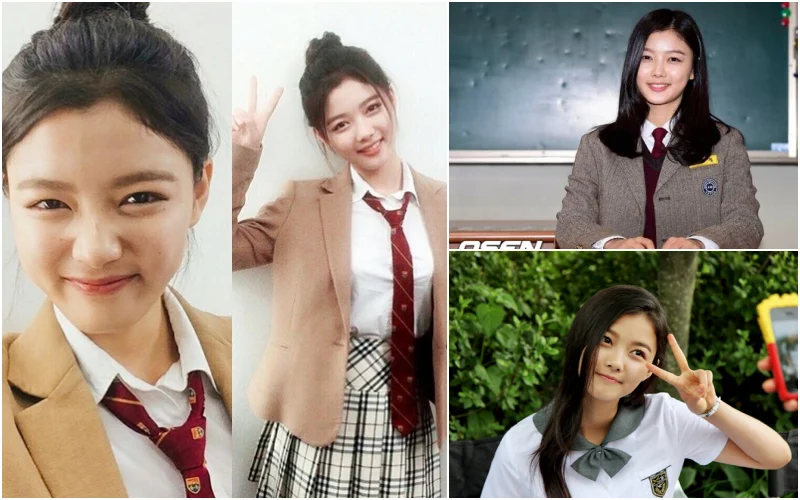 학창시절 교복을 입고 있는 김유정