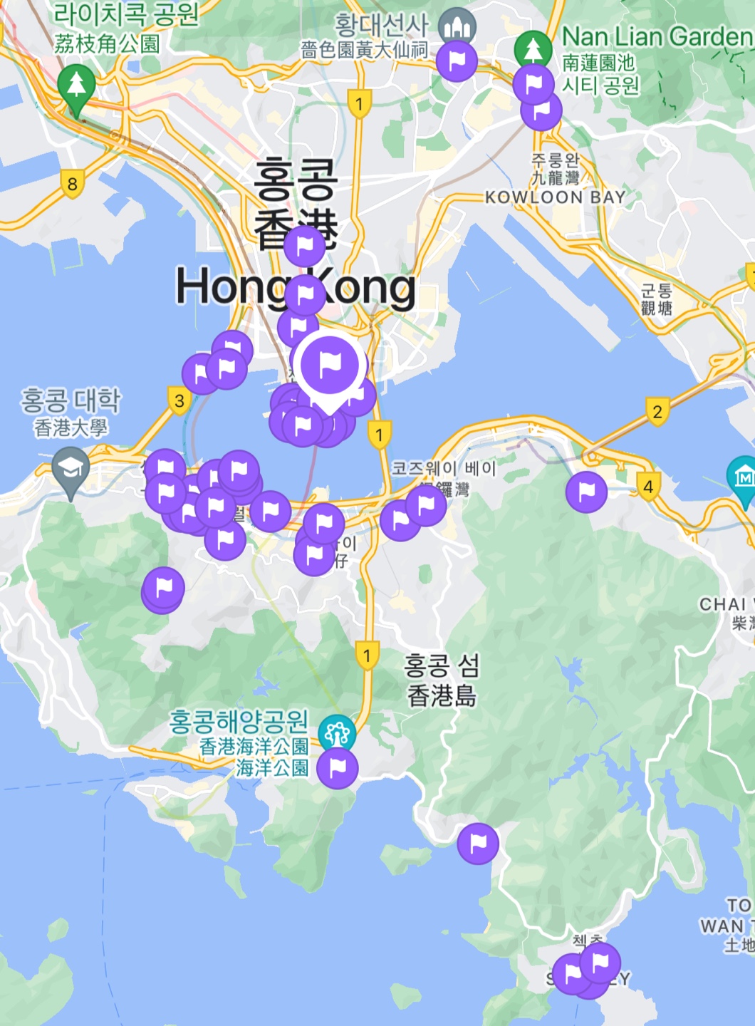 홍콩 관광지 분포