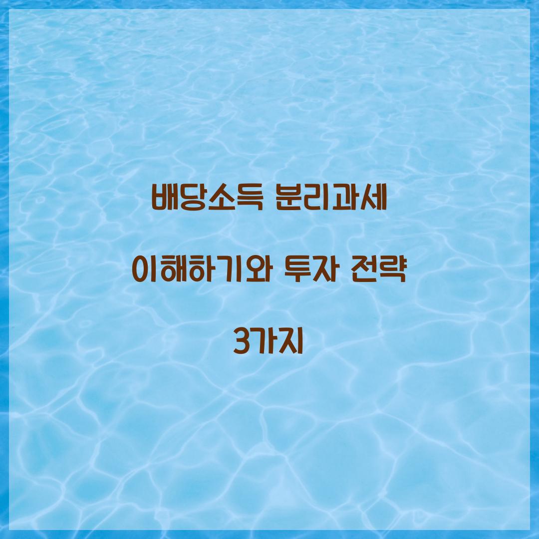 배당소득 분리과세