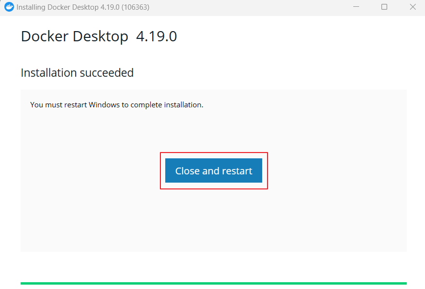 docker 설치 완료 후 재부팅 이미지