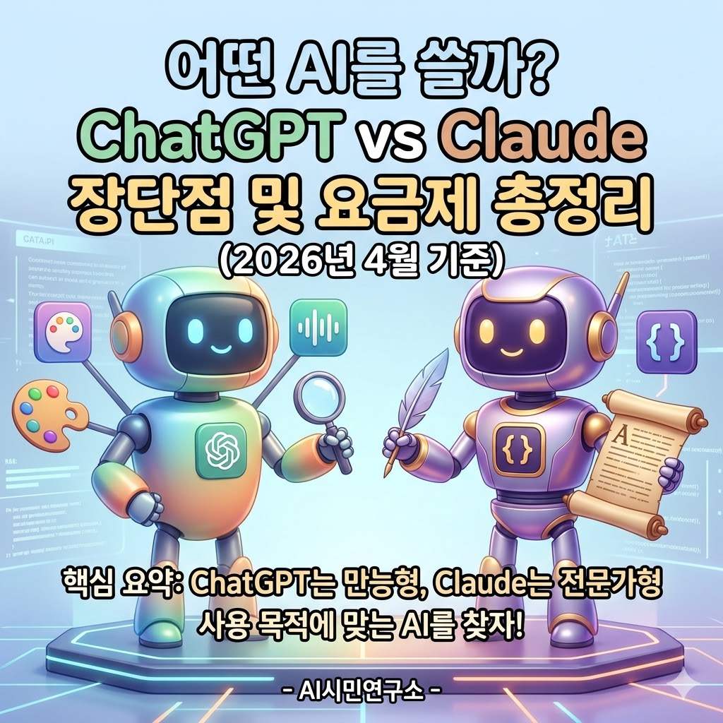 어떤 AI를 쓸까? ChatGPT vs Claude 장단점 및 요금제 총정리 (2026년 4월 기준)