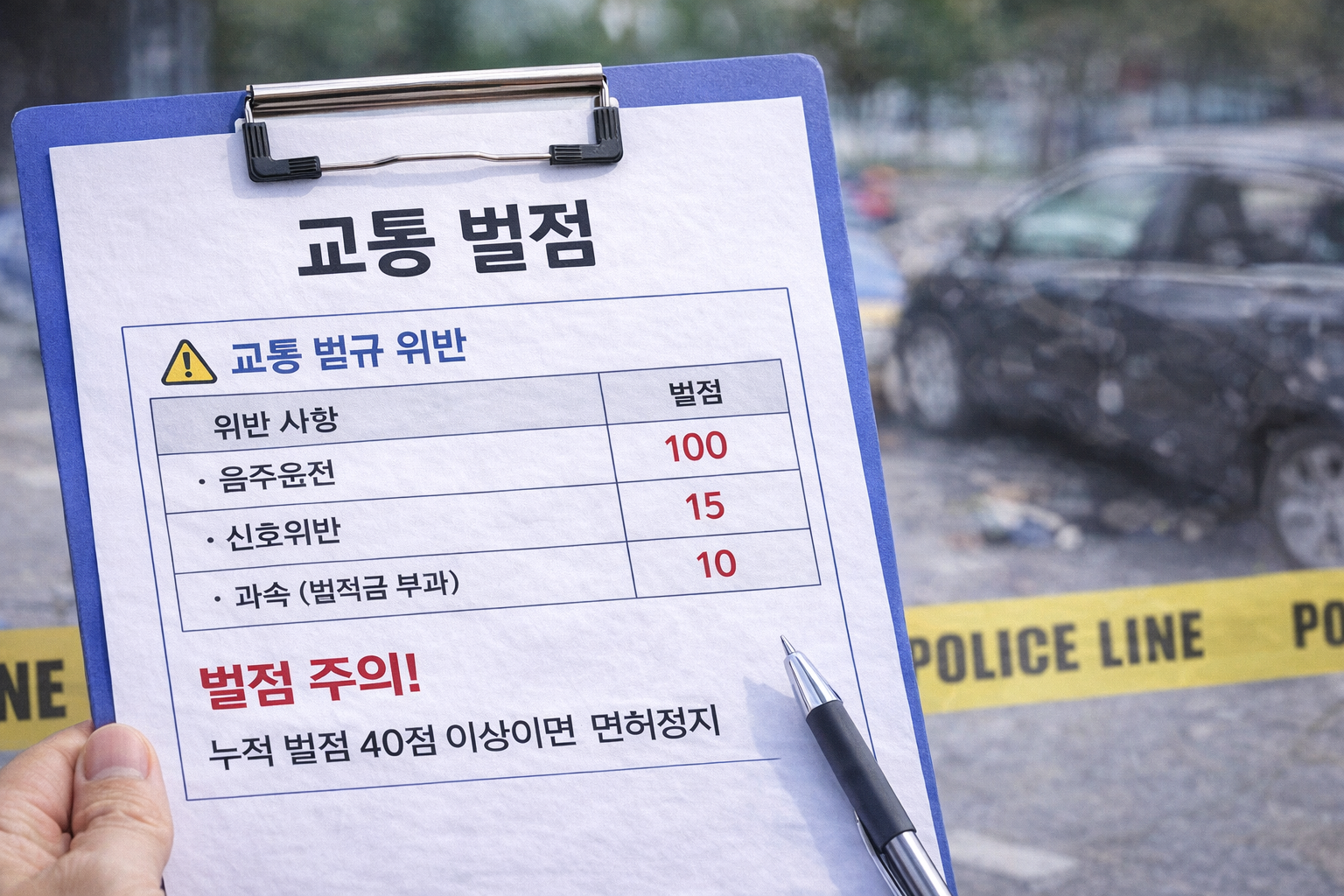 교통사고절점40점넘으면어떻게될까?