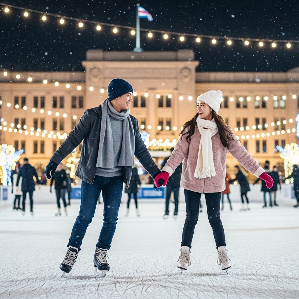 서울윈터페스타 청계천&amp;#44; 스케이트를 즐기는 연인