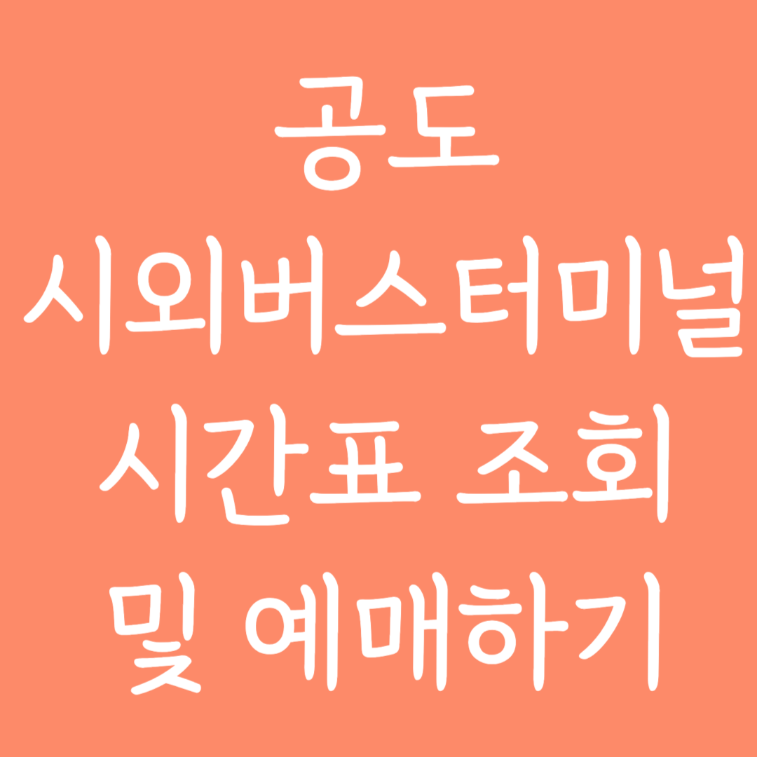 공도 시외버스터미널 시간표 조회 및 예매하기