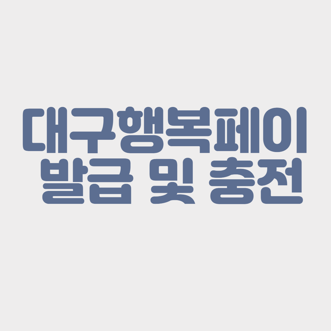 대구행복페이 발급 및 충전