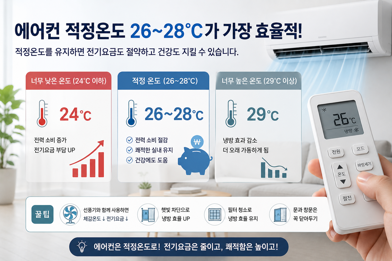여름 에어컨 적정온도 26~28도