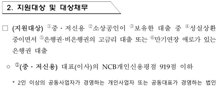 소상공인 대환대출 지원대상