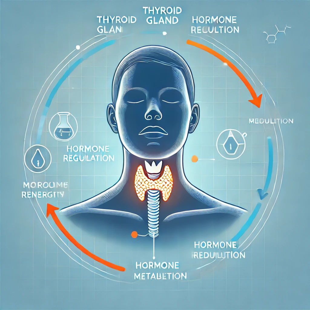"Illustration of the thyroid gland and its role in hormone regulation and metabolism."
