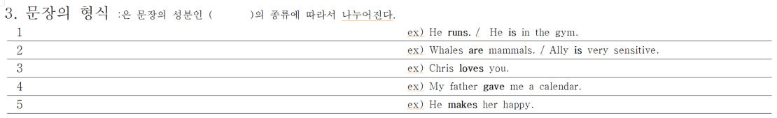 수능 영문법 기초 동사와 문장의형식