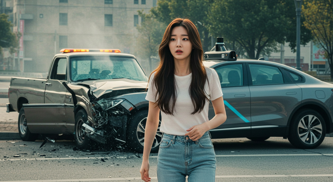 자율주행 사고 난 여성 이미지