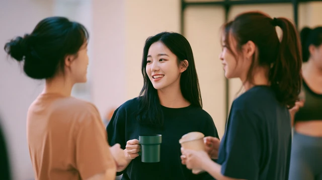 수업 끝나고 웃으며 헤어지는 회원들