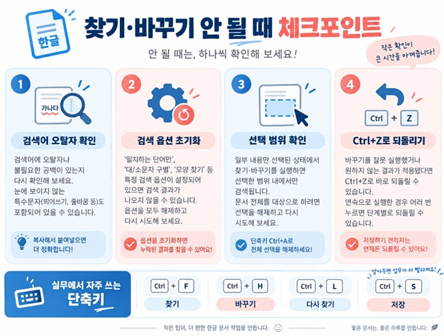 한글 찾기&middot;바꾸기 단축키｜특정 글자 한 번에 수정하는 방법
