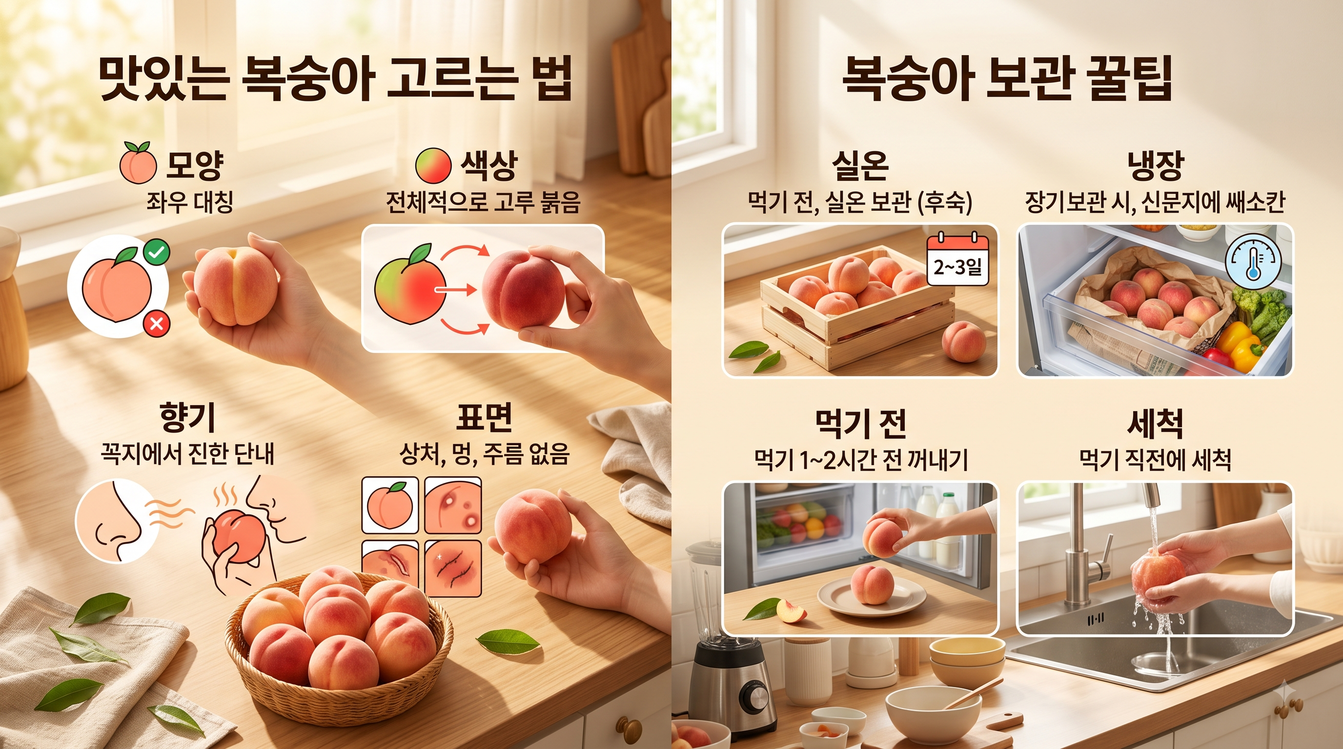 맛있는 복숭아 고르는 법과 보관 꿀팁