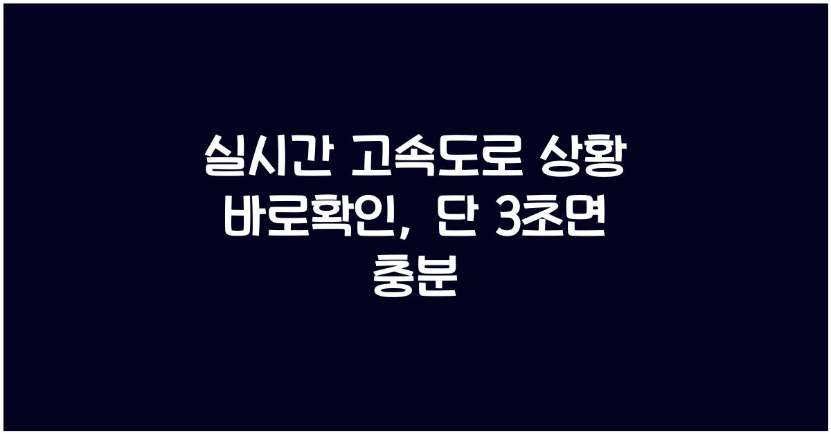 실시간 고속도로 상황 바로확인