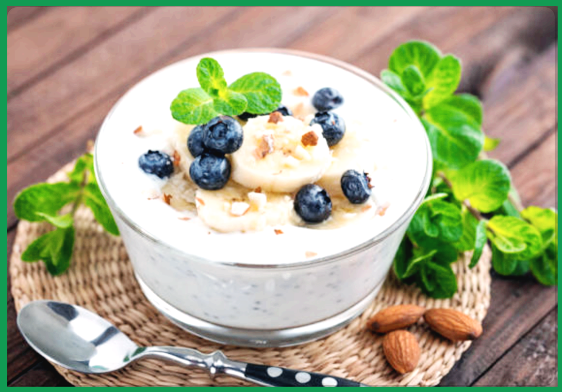 블루베리 견과류 첨가한 요구르트, 아침 식단