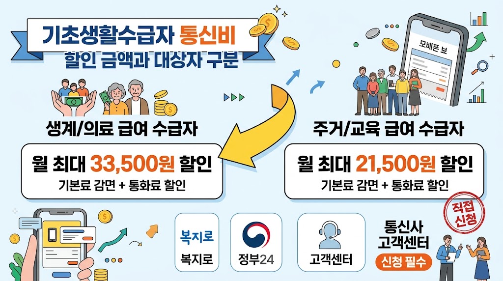 매달 나가는 휴대폰 요금, 기초생활수급자라면 꼭 받아야 할 통신비 할인 총정리